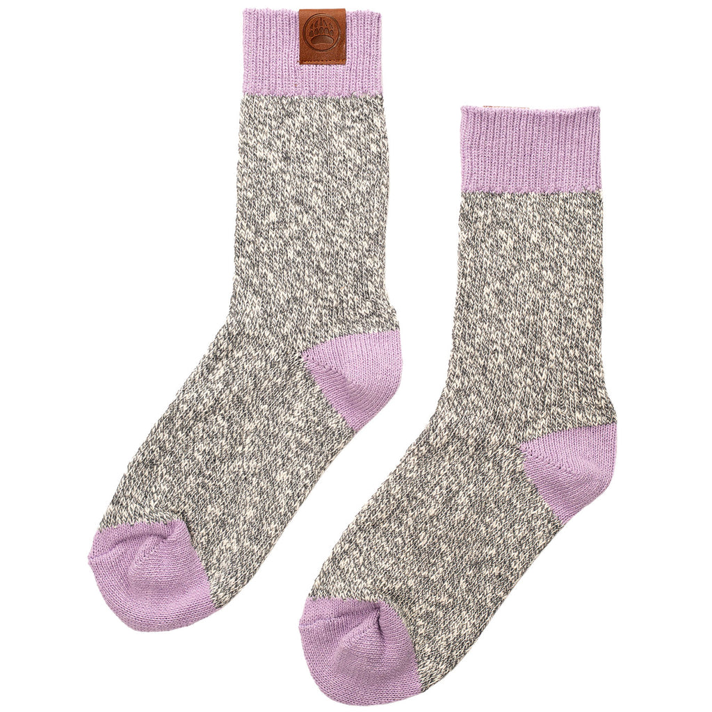 Ladies Socks in Grey Mix with Soft New Lilac Band