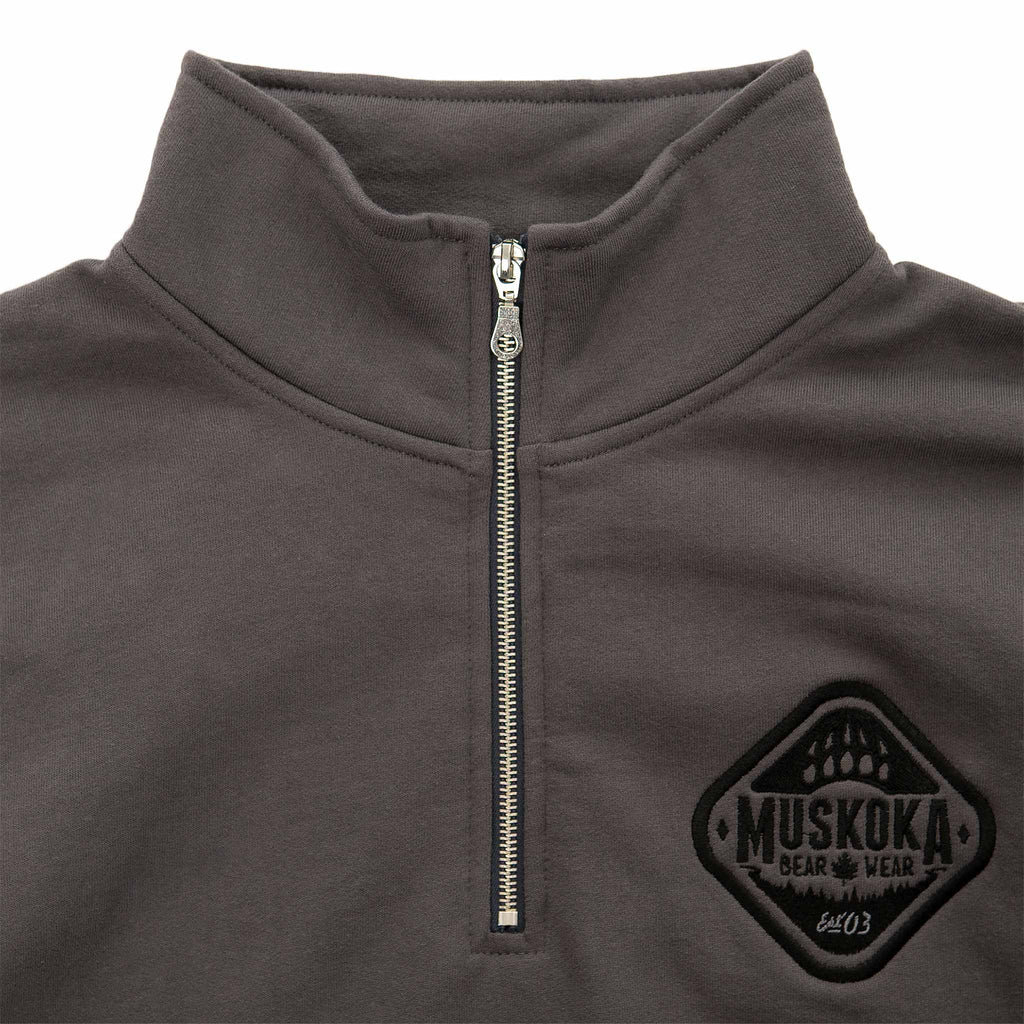 Muskoka Bear Wear – Men's Quarter-Zip in Dark Charcoal with Black