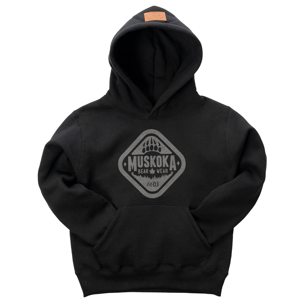 Muskoka Bear Wear – Youth Classic Hoody in Black with Charcoal