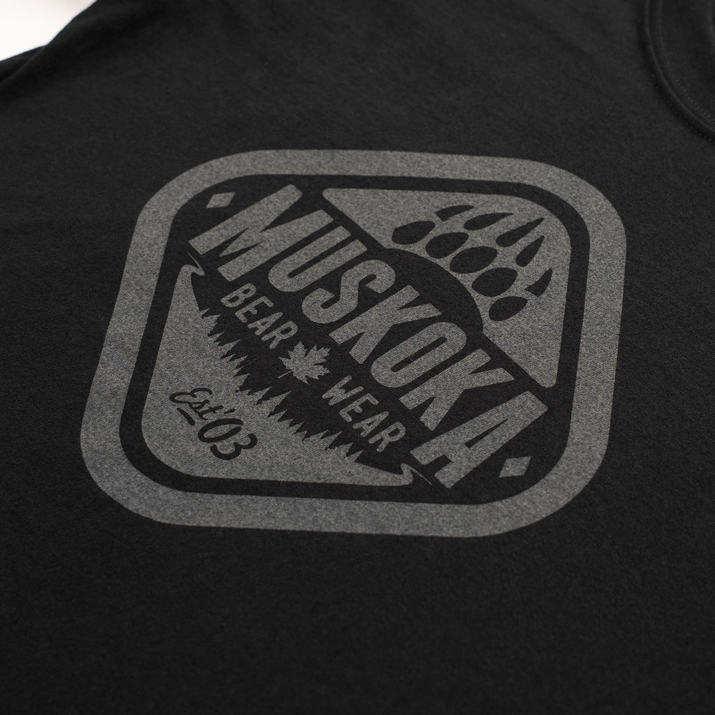 Muskoka Bear Wear – Youth T-Shirt (Organic Cotton) in Black with Charcoal