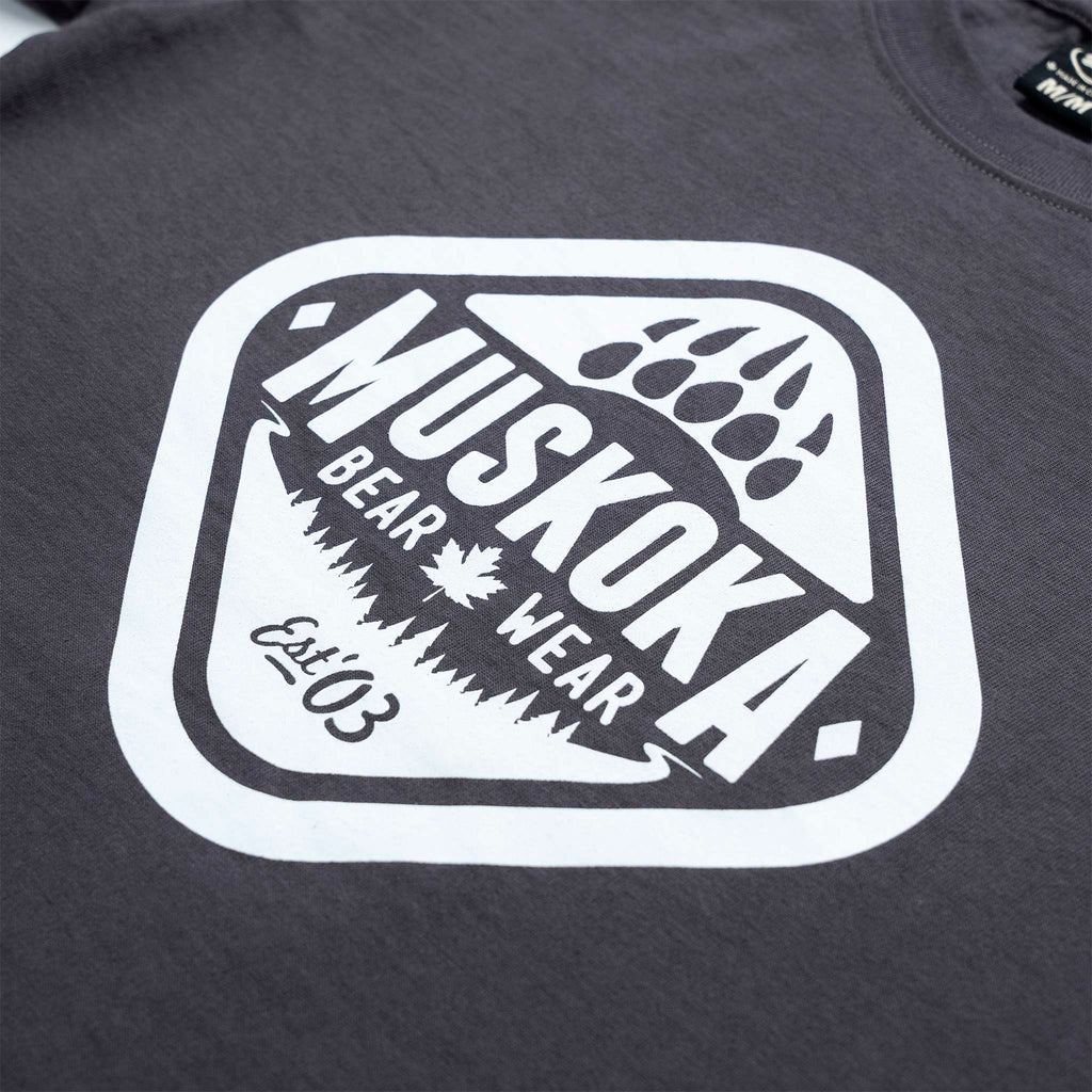 Muskoka Bear Wear – Youth T-Shirt (Organic Cotton) in Dark Charcoal