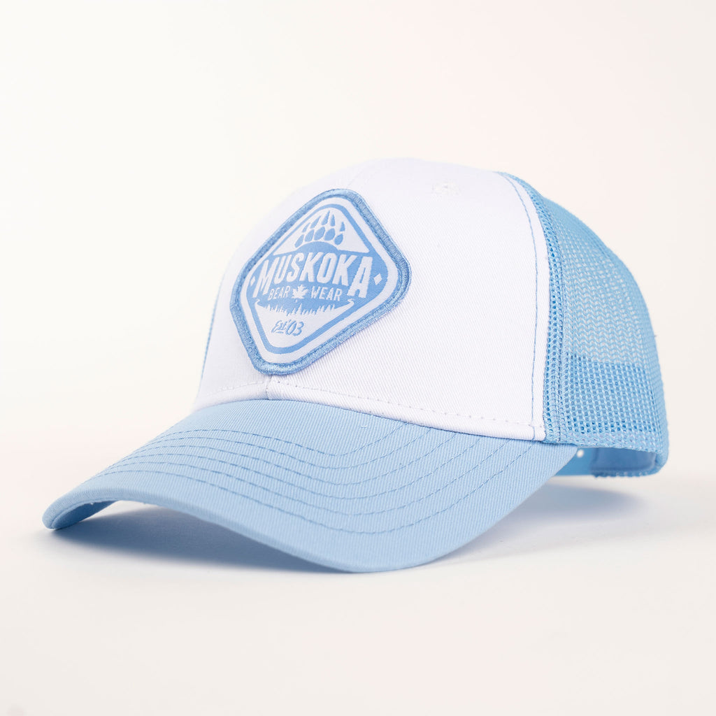 Muskoka Bear Wear – MBW Youth Trucker Hat in Light Blue