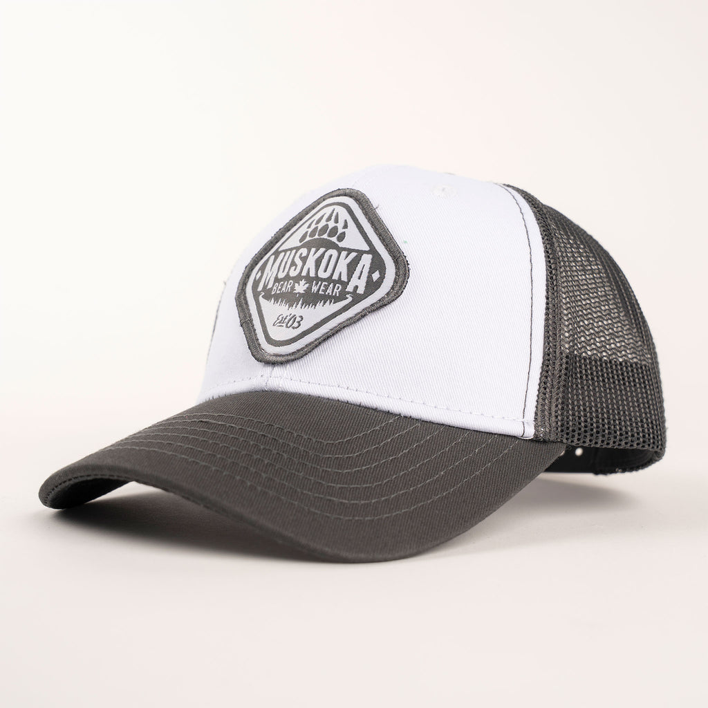 Muskoka Bear Wear – MBW Youth Trucker Hat in Light Grey