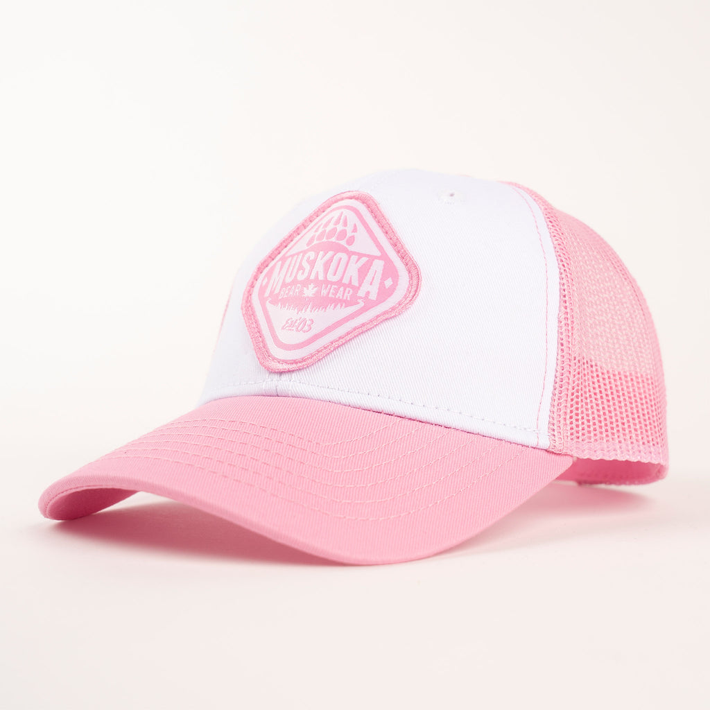 Muskoka Bear Wear – MBW Youth Trucker Hat in Pink