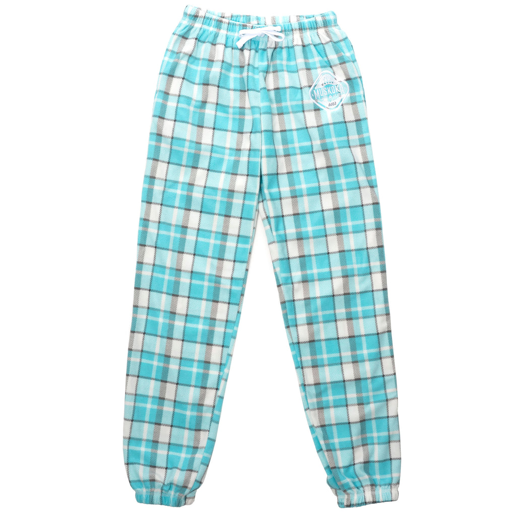 Muskoka Bear Wear – Ladies Cottage Comfy Pants in Aqua Plaid