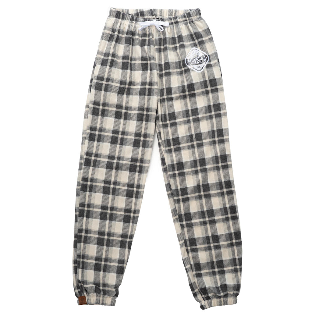 Muskoka Bear Wear – Ladies Cottage Comfy Pants in Vintage Cream Plaid