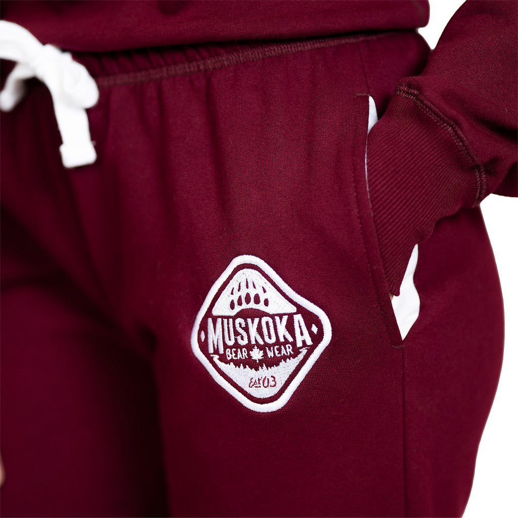 Muskoka Bear Wear – MBW Camp Pants in Burgundy with White