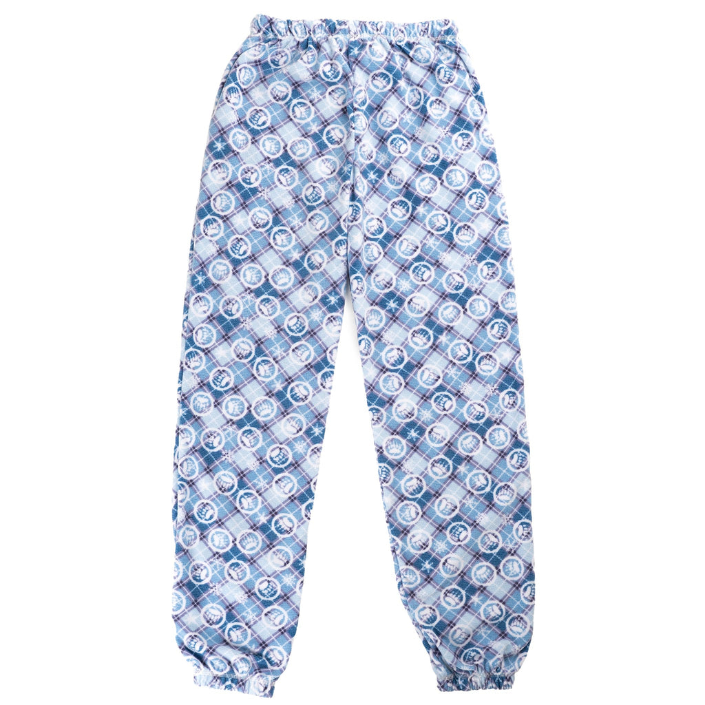 Muskoka Bear Wear – Ladies Christmas Cottage Comfy Pants in Light Blue with Lilac