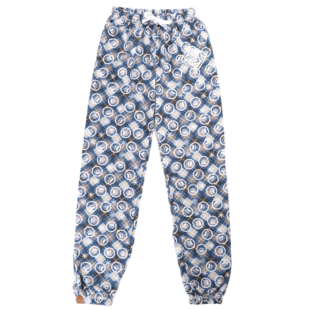 Muskoka Bear Wear – Ladies Christmas Cottage Comfy Pants in Royal with Grey