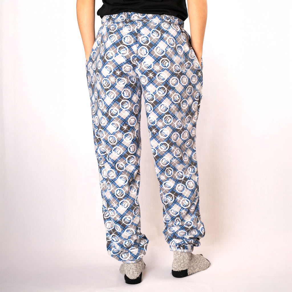 Muskoka Bear Wear – Ladies Christmas Cottage Comfy Pants in Royal with Grey