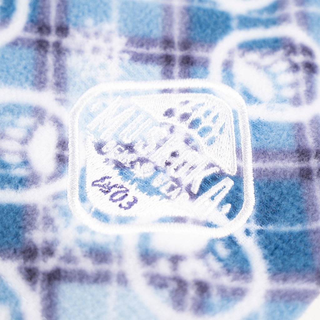 Muskoka Bear Wear – Ladies Christmas Cottage Comfy Shorts in Light Blue with Lilac