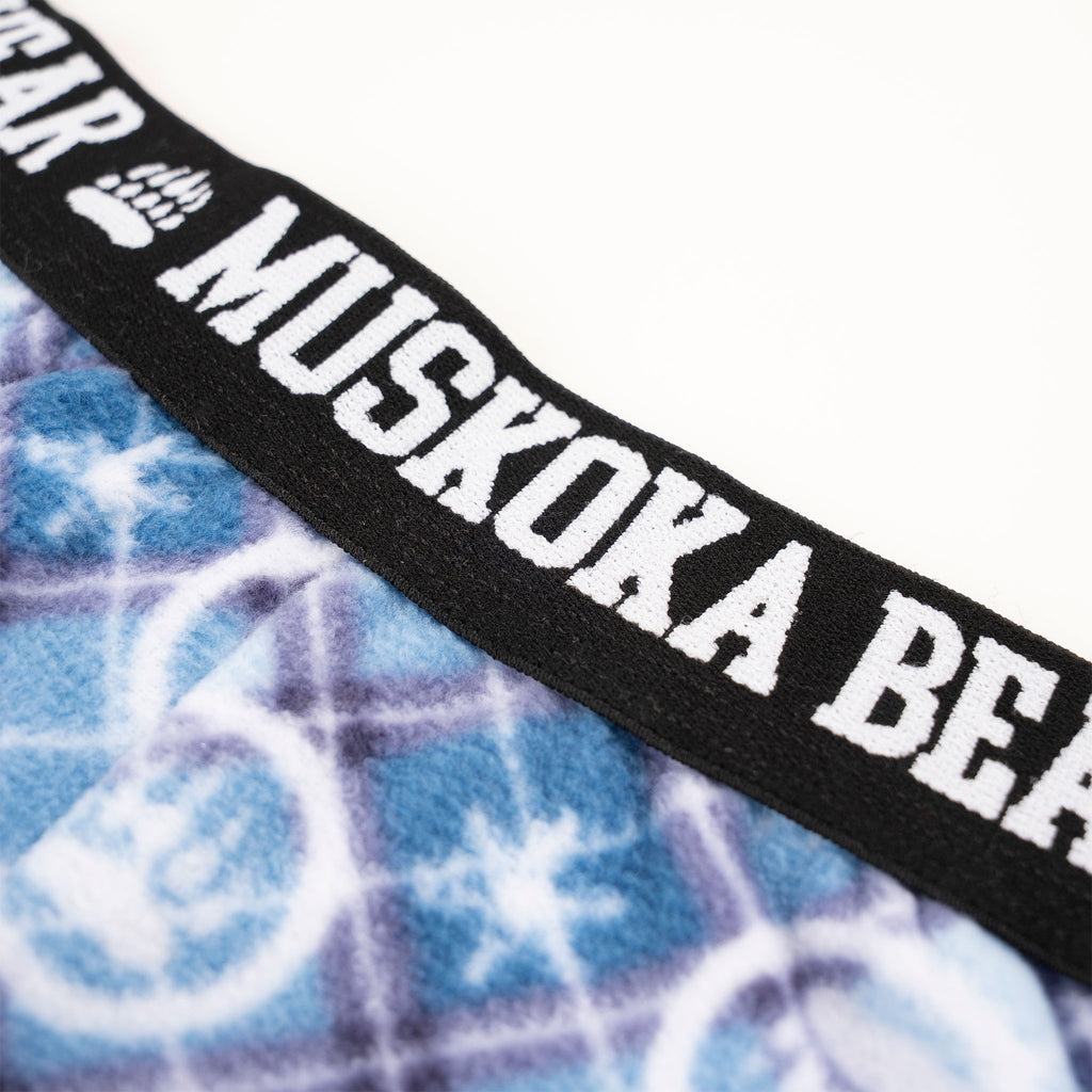 Muskoka Bear Wear – Ladies Christmas Cottage Comfy Shorts in Light Blue with Lilac