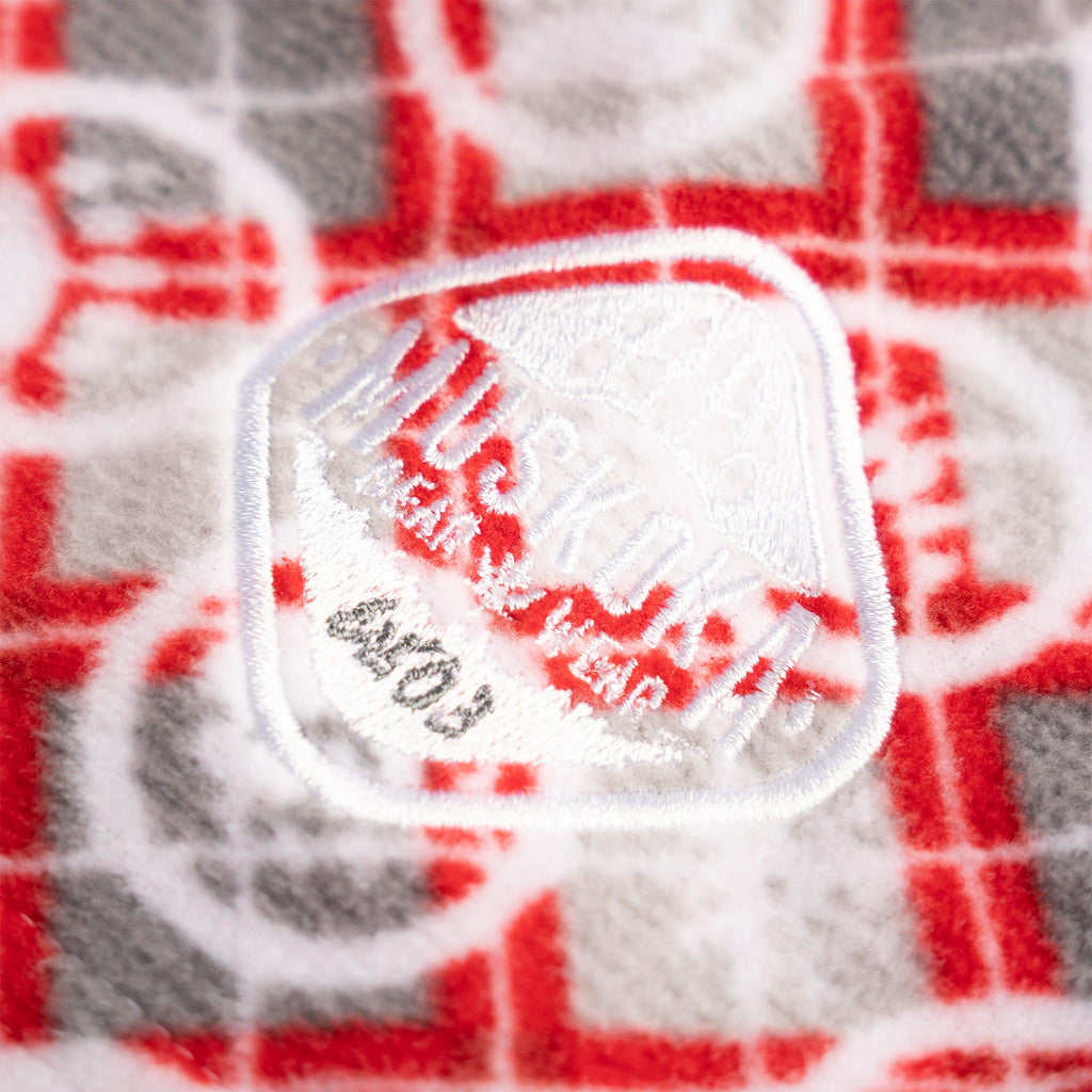 Muskoka Bear Wear – Ladies Christmas Cottage Comfy Shorts in Red with Grey