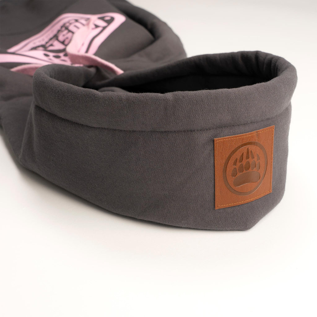 Muskoka Bear Wear – Made in Canada – Ladies Classic Hoody in Dark Charcoal with Pink