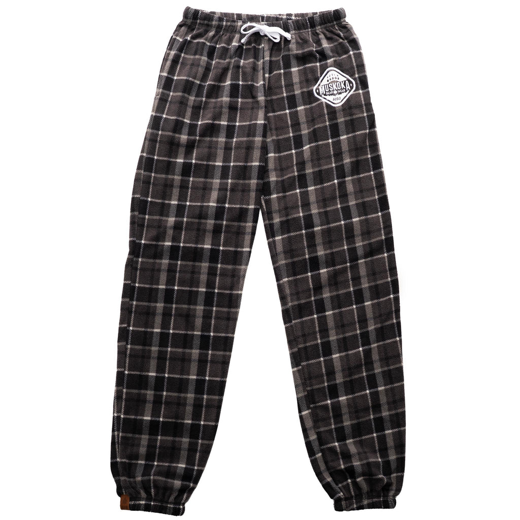 Muskoka Bear Wear – Ladies Cottage Comfy Pants in Dark Charcoal Plaid