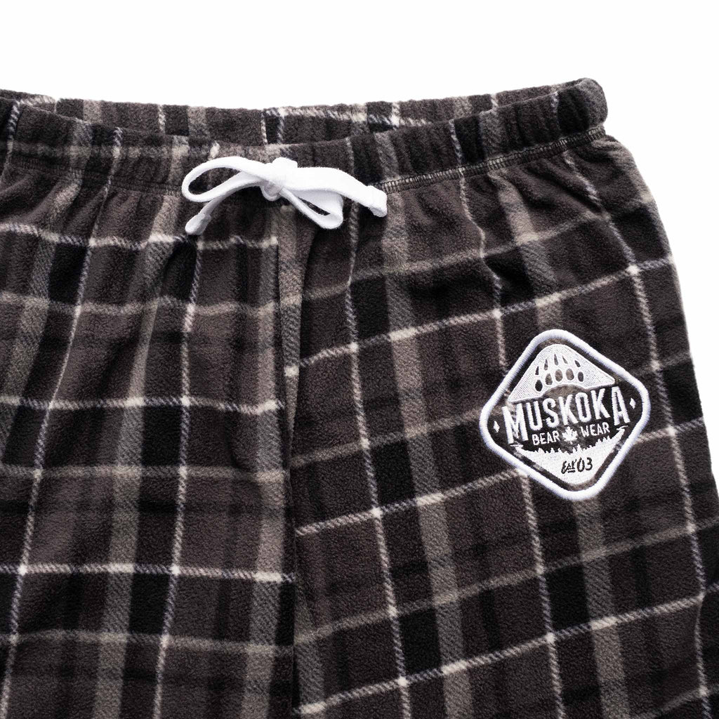 Muskoka Bear Wear – Ladies Cottage Comfy Pants in Dark Charcoal Plaid