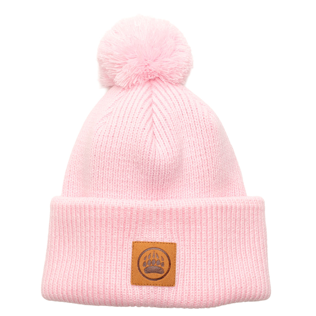 Ladies Double Cuffed Thick Toque (With Matching Pom) in Blush Pink
