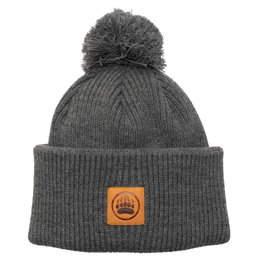 Ladies Double Cuffed Thick Toque (With Matching Pom) in Charcoal
