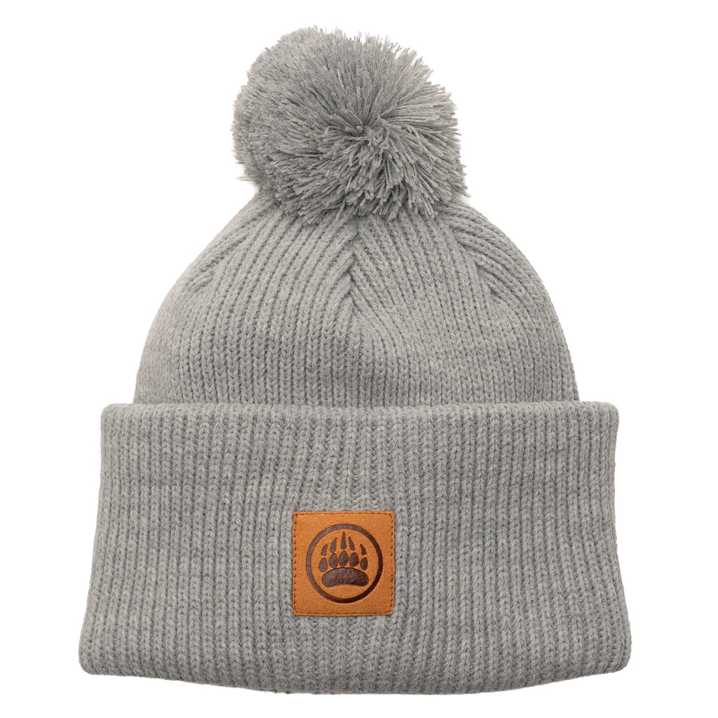 Ladies Double Cuffed Thick Toque (With Matching Pom) in Light Grey