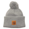 Ladies Double Cuffed Thick Toque (With Matching Pom) in Light Grey