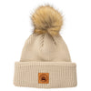 Ladies Double Cuffed Thick Toque (With Pom) in Birch White