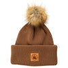 Ladies Double Cuffed Thick Toque (With Pom) in Caramel