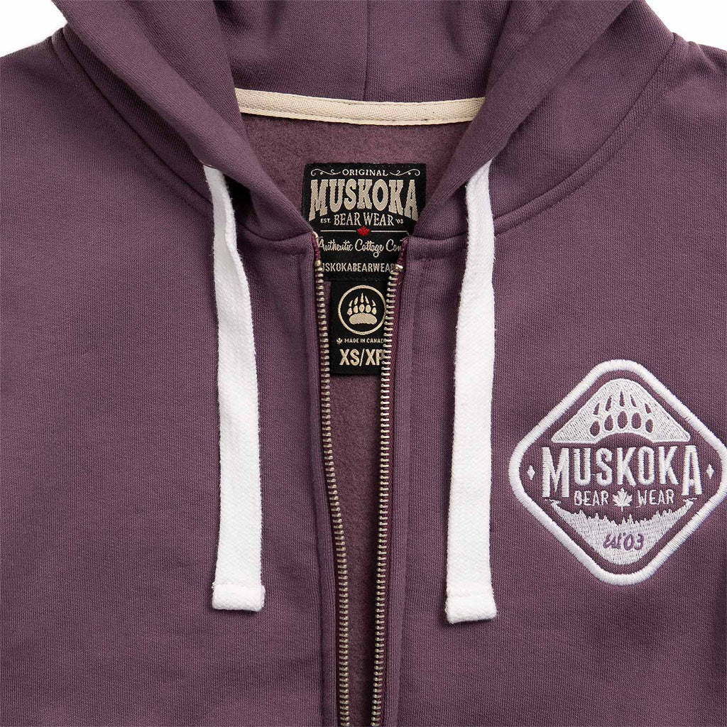 Muskoka Bear Wear – Ladies Classic Full-Zip Hoody in Blackberry
