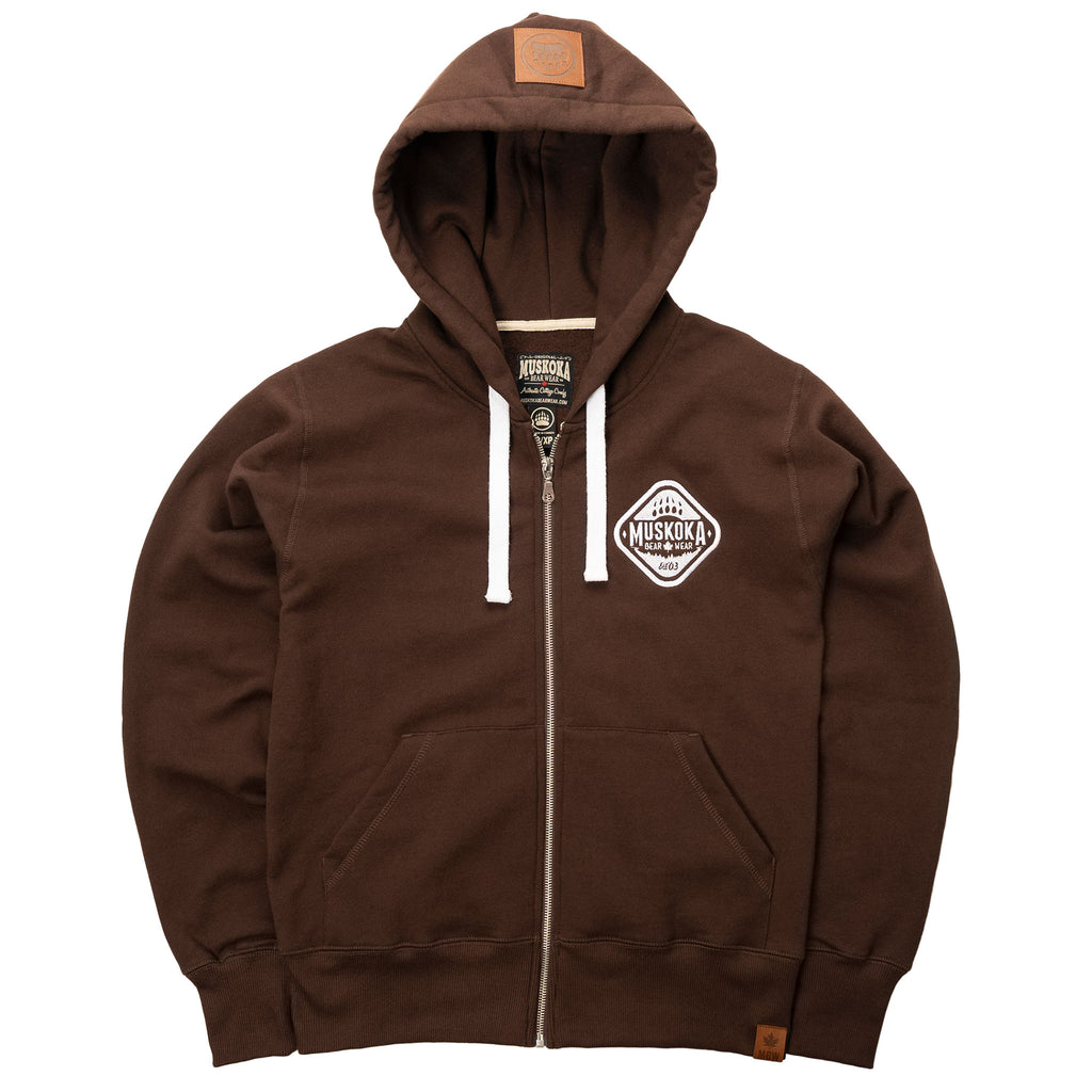 Muskoka Bear Wear – Ladies Classic Full-Zip Hoody in Dark Brown