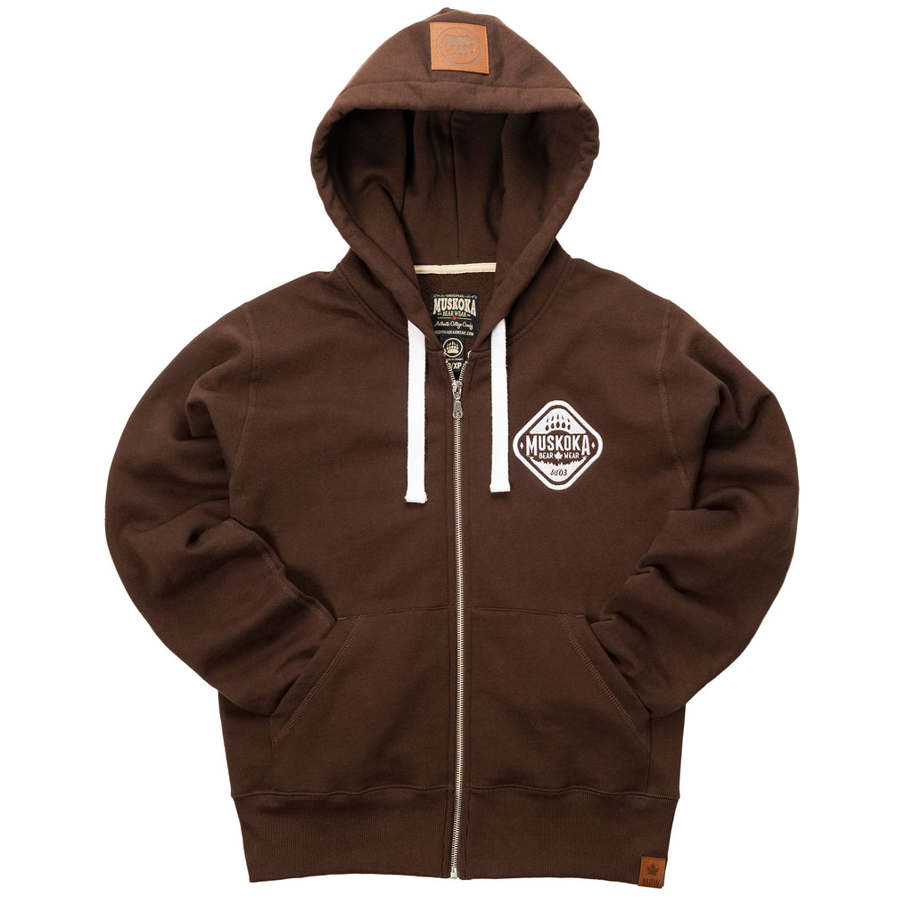 Muskoka Bear Wear – Ladies Classic Full-Zip Hoody in Dark Brown