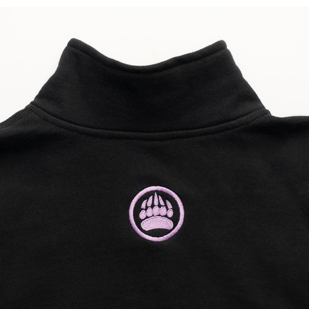 Muskoka Bear Wear – Made in Canada – Ladies Quarter Zip in Black with Lilac