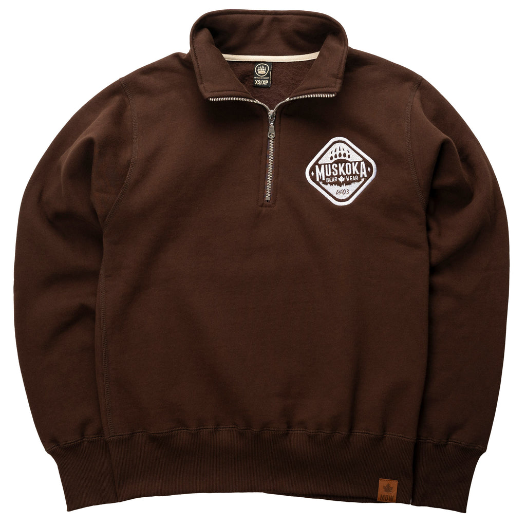 Muskoka Bear Wear – Ladies Quarter Zip in Dark Brown