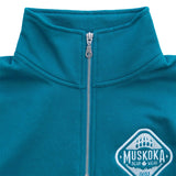 Muskoka Bear Wear - Ladies Quarter Zip in Harbour Blue with White 