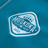 Muskoka Bear Wear - Ladies Quarter Zip in Harbour Blue with White 
