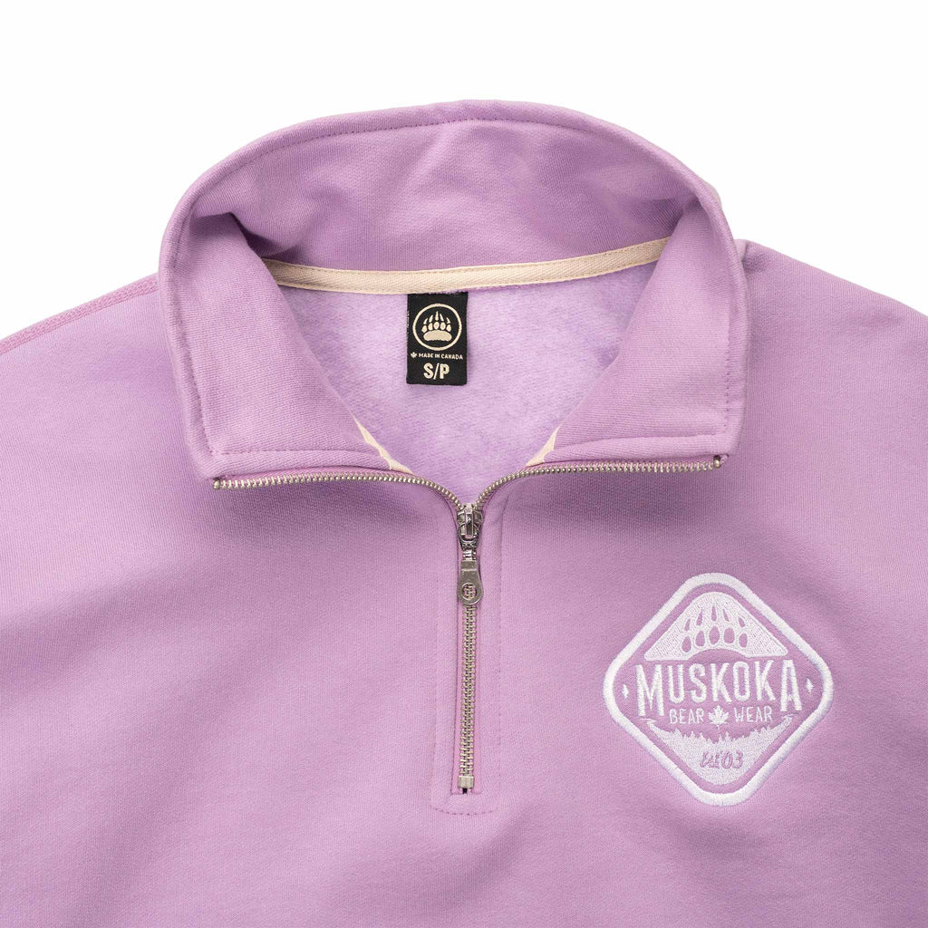 Muskoka Bear Wear – Made in Canada – Ladies Quarter Zip in Lilac