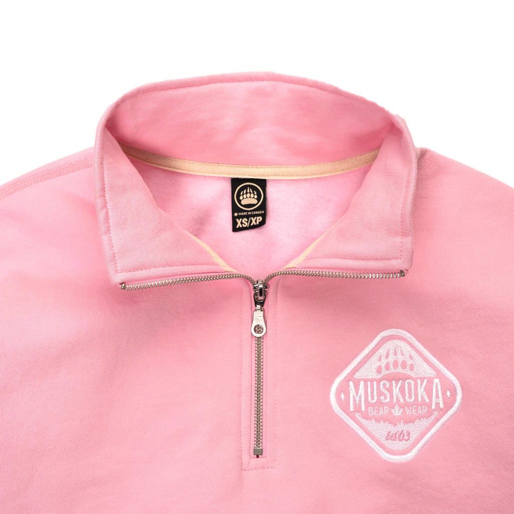 Muskoka Bear Wear – Made in Canada – Ladies Quarter Zip in Soft Pink