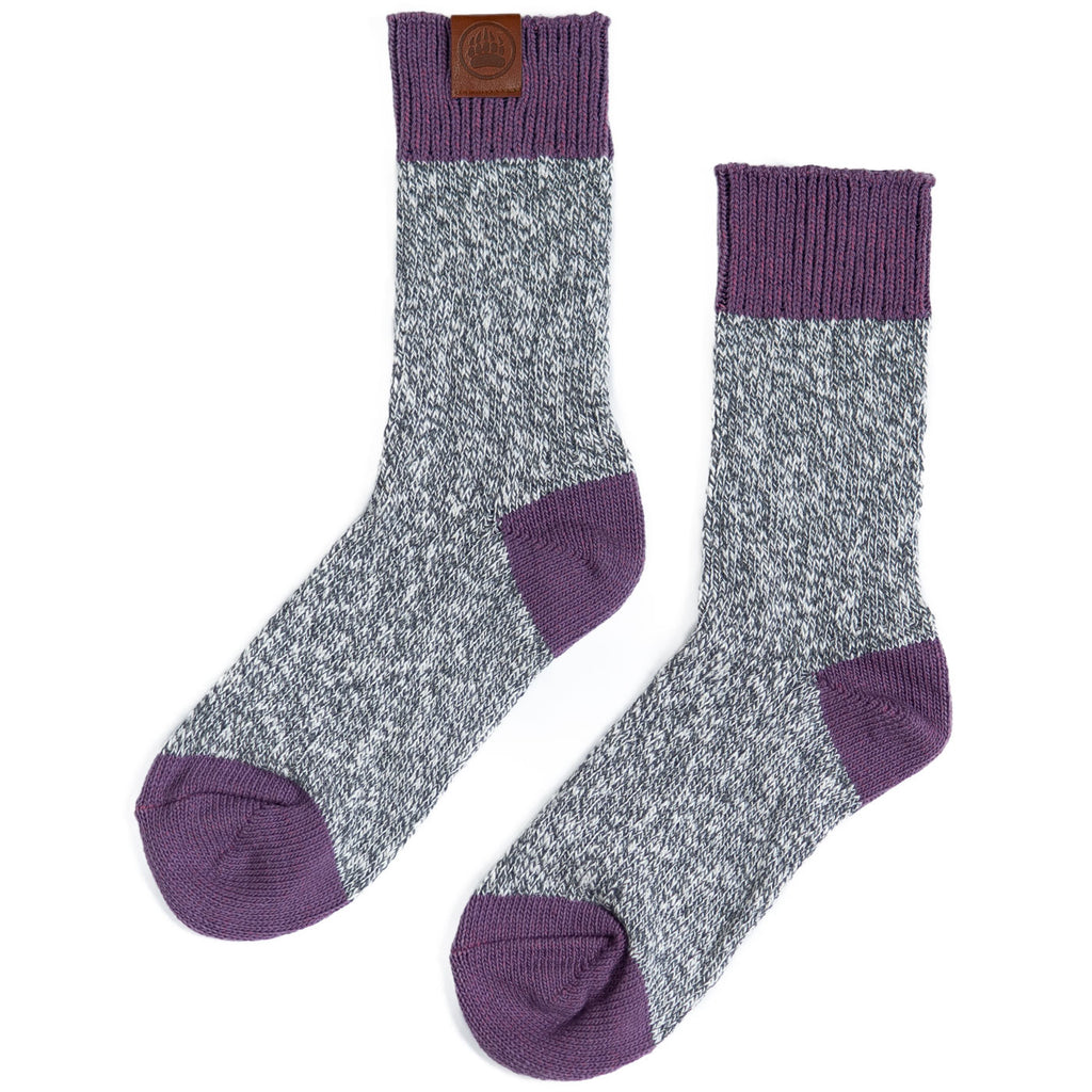 Ladies Socks in Grey Mix with Blackberry Band