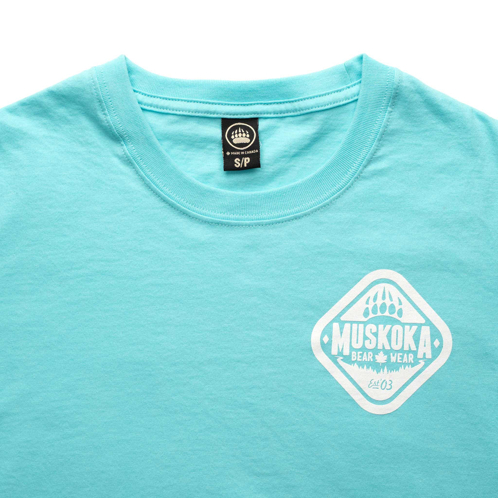Muskoka Bear Wear – Ladies T-Shirt (Organic Cotton) in Aqua