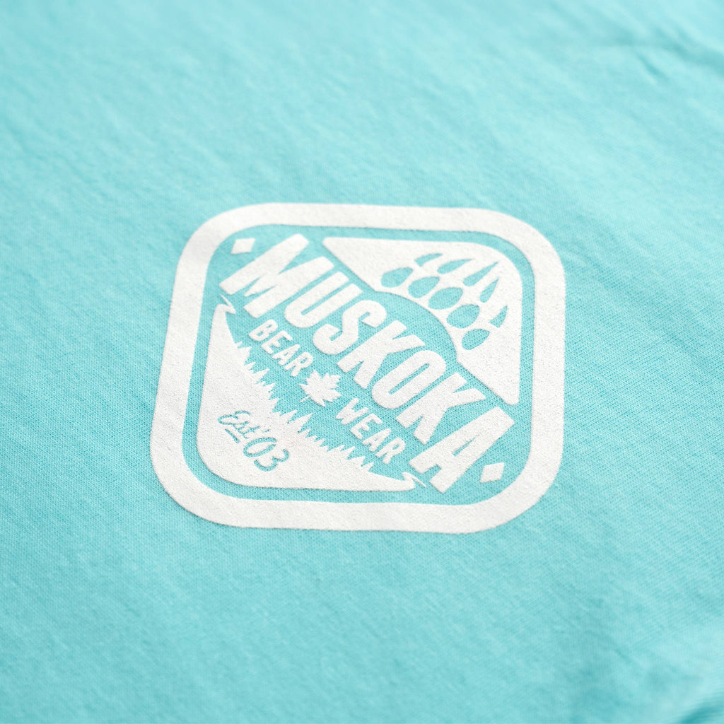 Muskoka Bear Wear – Ladies T-Shirt (Organic Cotton) in Aqua