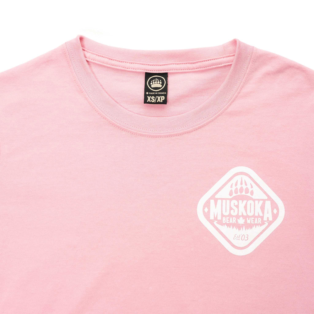 Muskoka Bear Wear – Ladies T-Shirt (Organic Cotton) in Soft Pink