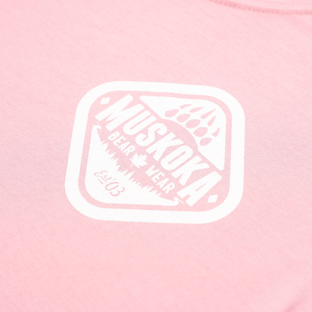 Muskoka Bear Wear – Ladies T-Shirt (Organic Cotton) in Soft Pink