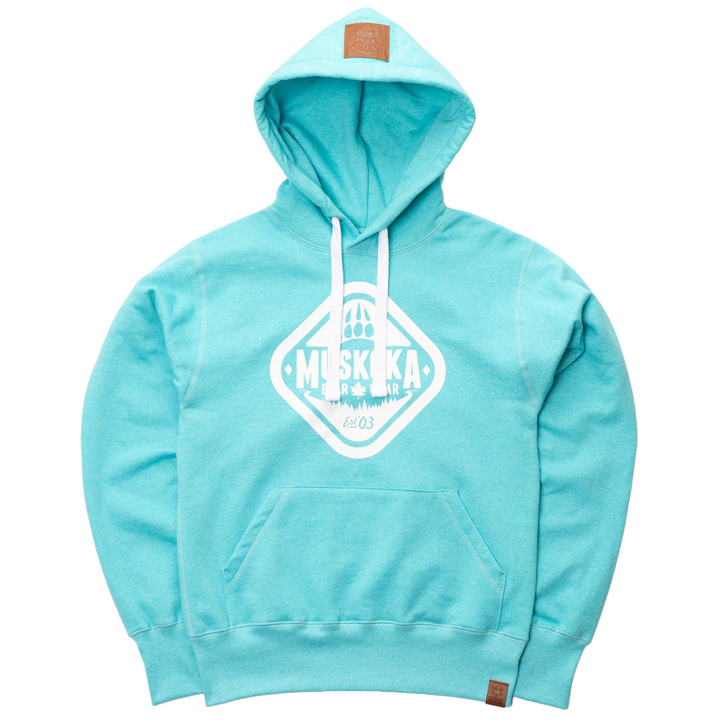 Muskoka Bear Wear – Ladies Vintage Cabin Hoody in Heather Aqua