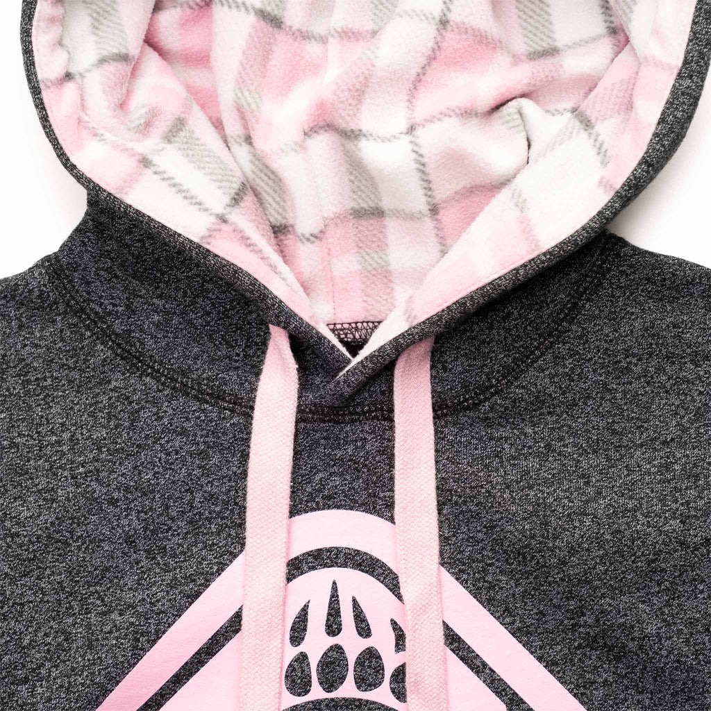 Muskoka Bear Wear – Ladies Vintage Cabin Hoody in Heather Black with Pink