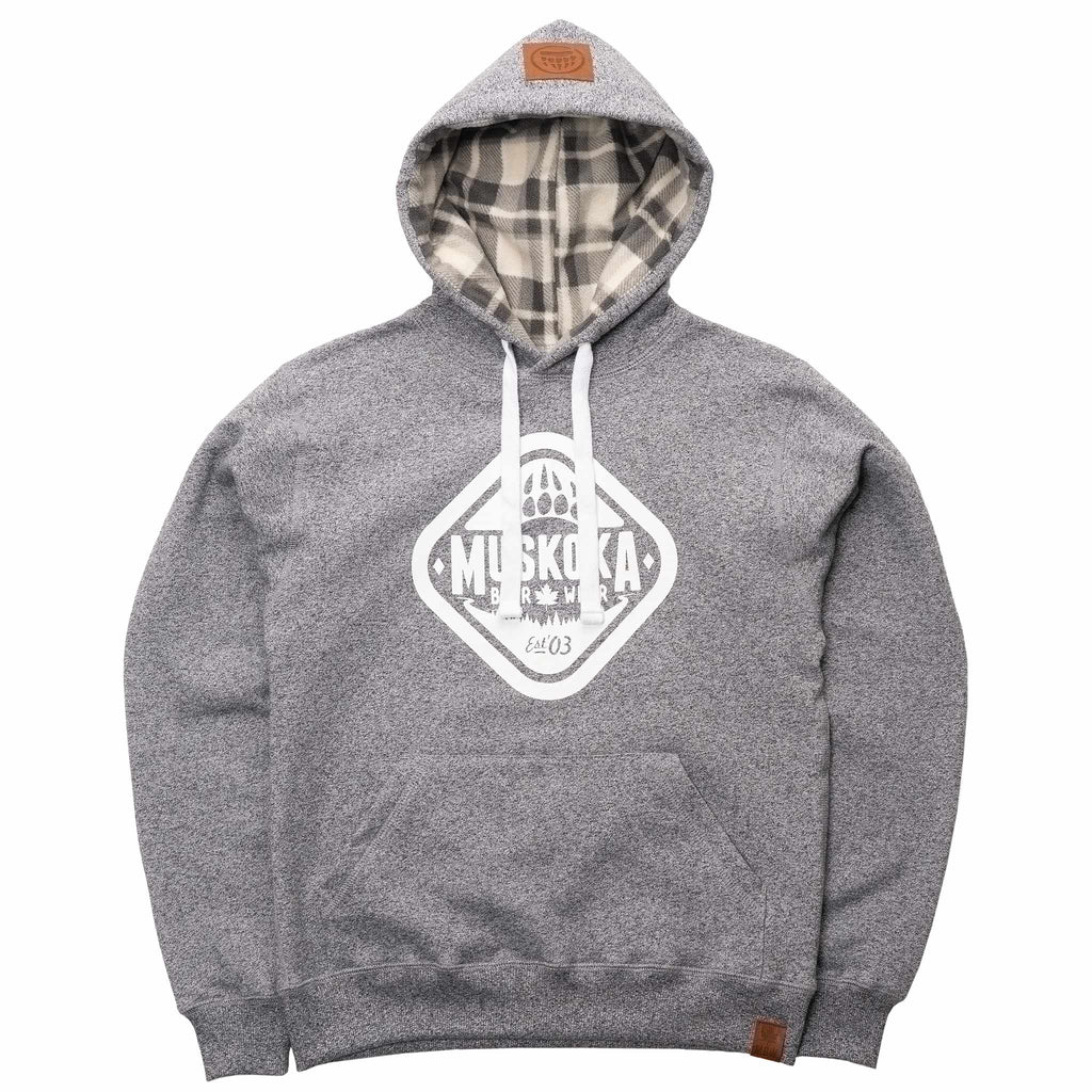 Muskoka Bear Wear – Ladies Vintage Cabin Hoody in Heather Grey with White