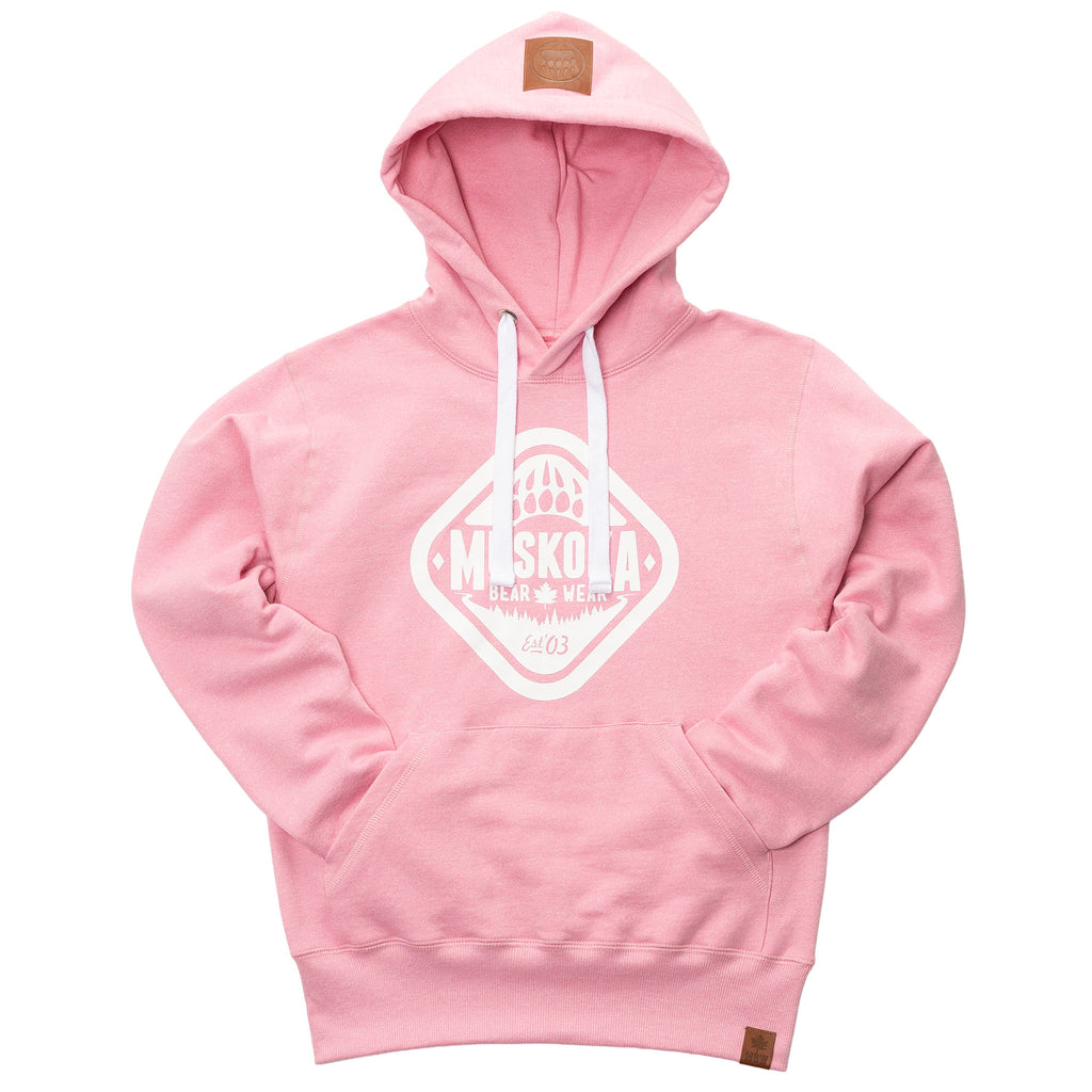 Muskoka Bear Wear – Ladies Vintage Cabin Hoody in Heather Pink