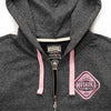Muskoka Bear Wear – Ladies Vintage Full-Zip Jacket in Heather Black with Pink