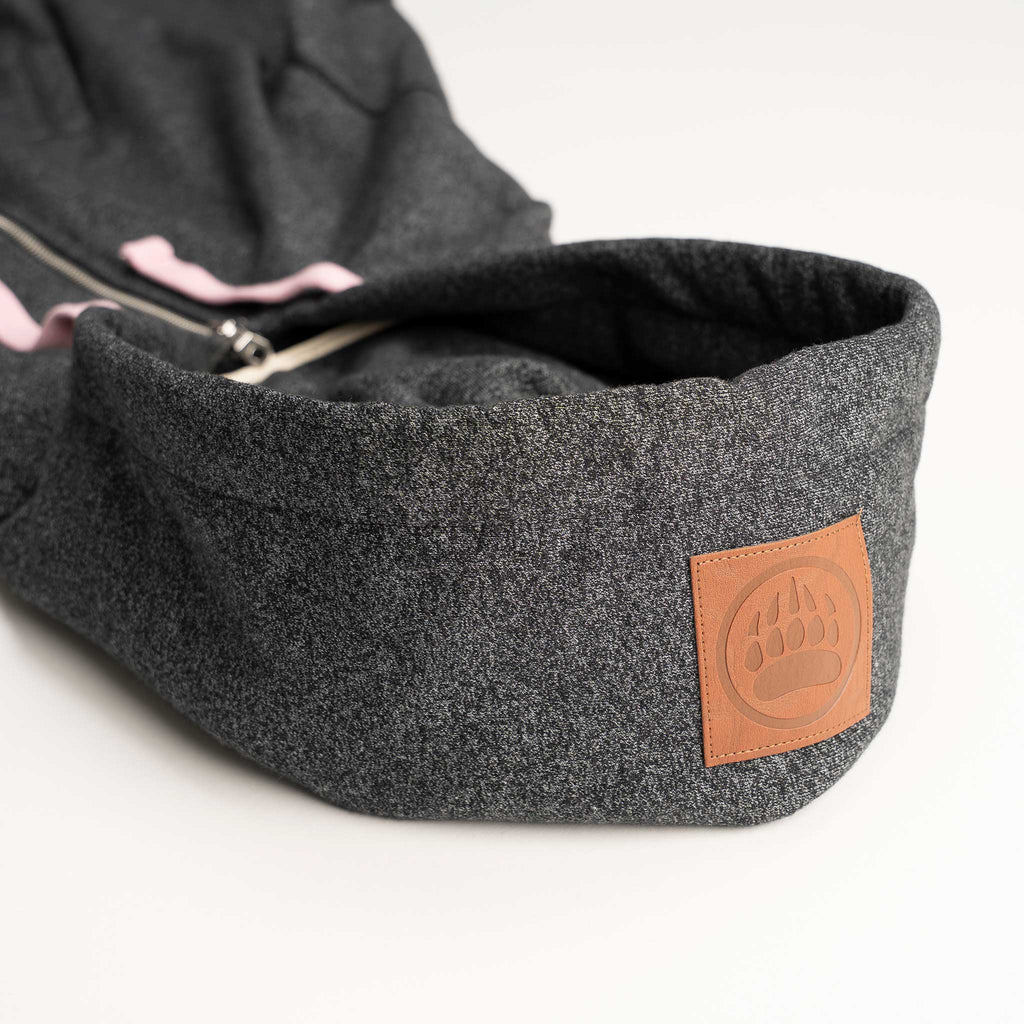 Muskoka Bear Wear – Ladies Vintage Full-Zip Jacket in Heather Black with Pink