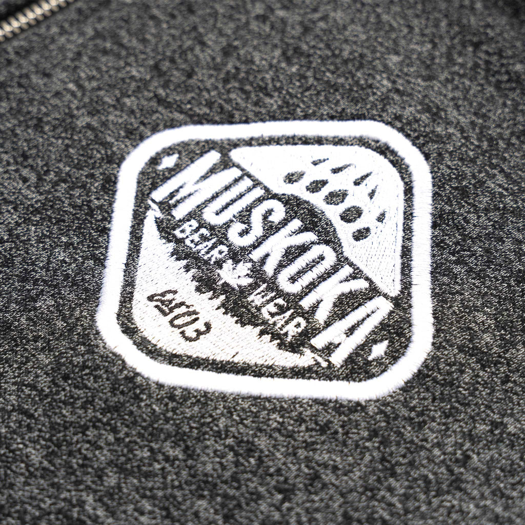 Muskoka Bear Wear – Ladies Vintage Full-Zip Jacket in Heather Black with White