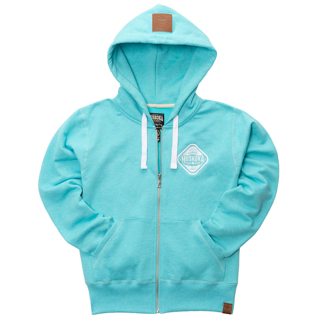 Muskoka Bear Wear – Muskoka Bear Wear – Ladies Vintage Full-Zip Jacket in Heather Aqua
