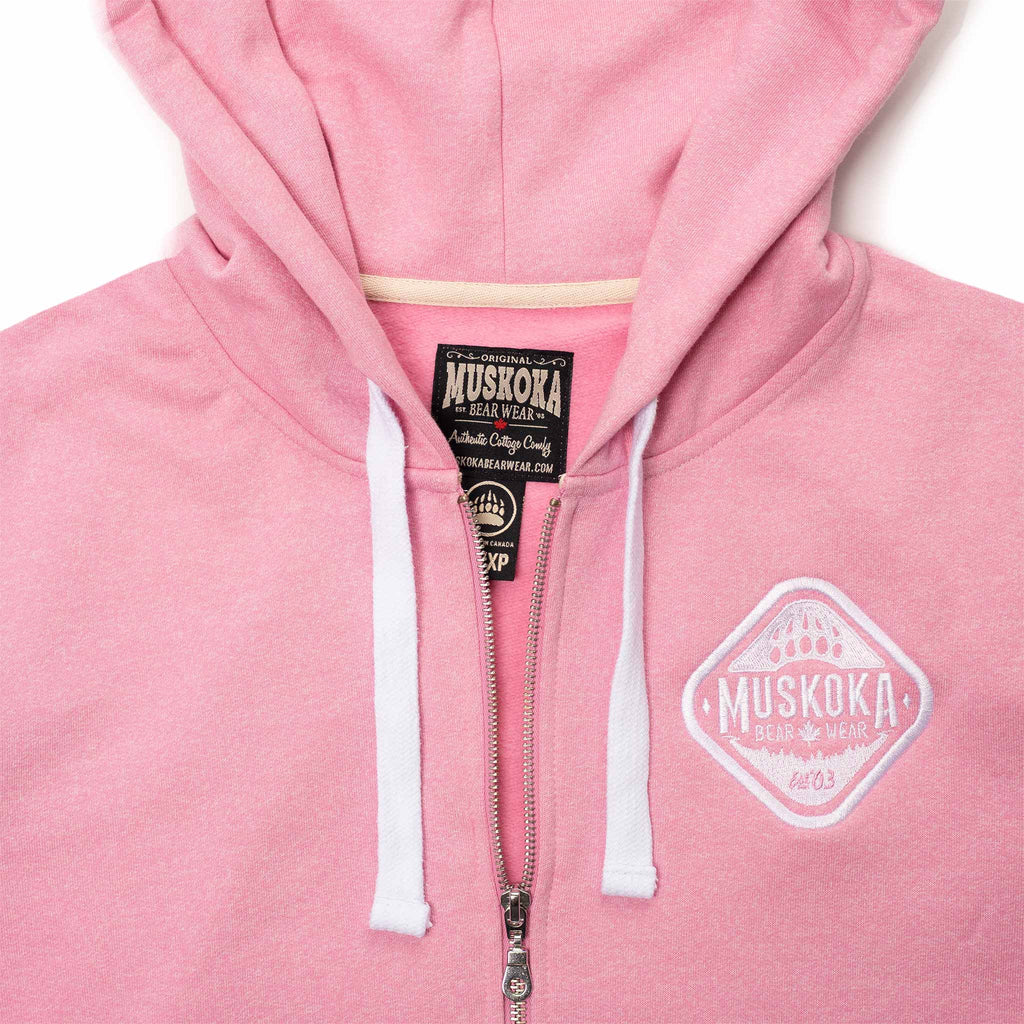 Muskoka Bear Wear – Ladies Vintage Full-Zip Jacket in Heather Pink