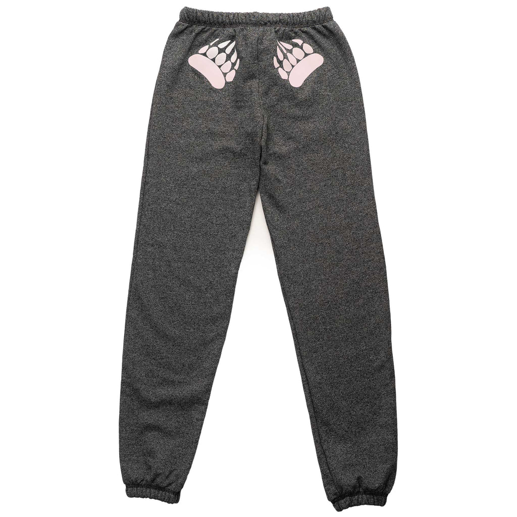 Muskoka Bear Wear – Ladies Vintage Paw Pants in Heather Black with Pink
